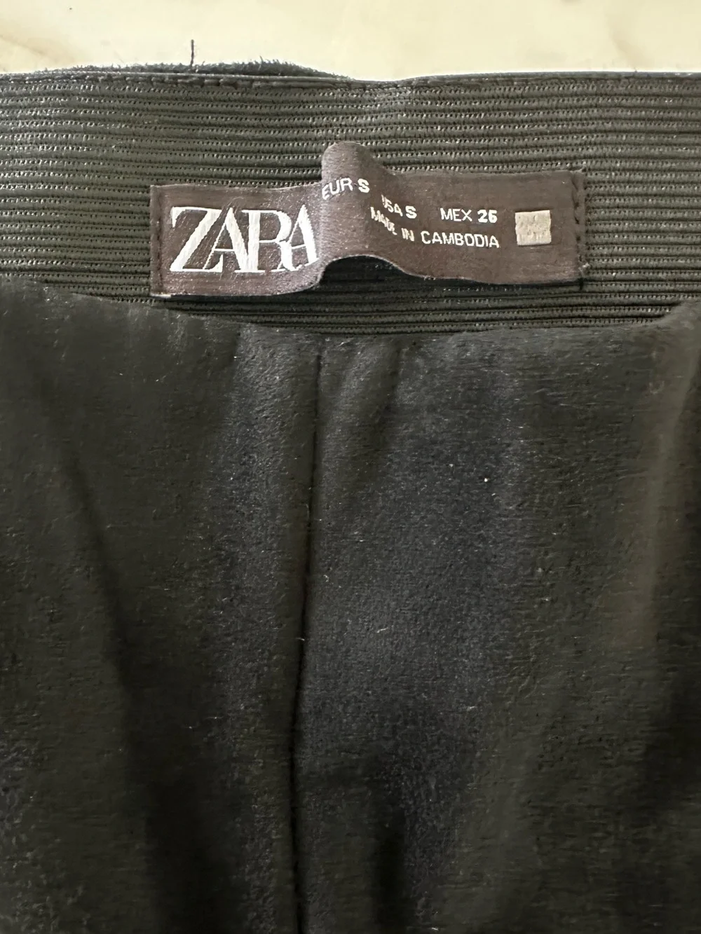Zara Faux Suede High Waisted Black Leggings size Small